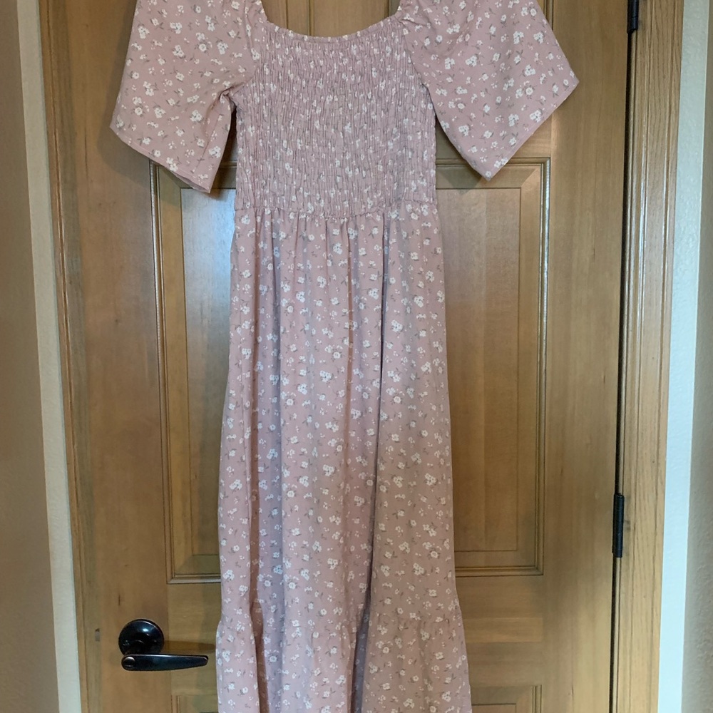 Floral Smocked Bodice Midi Dress